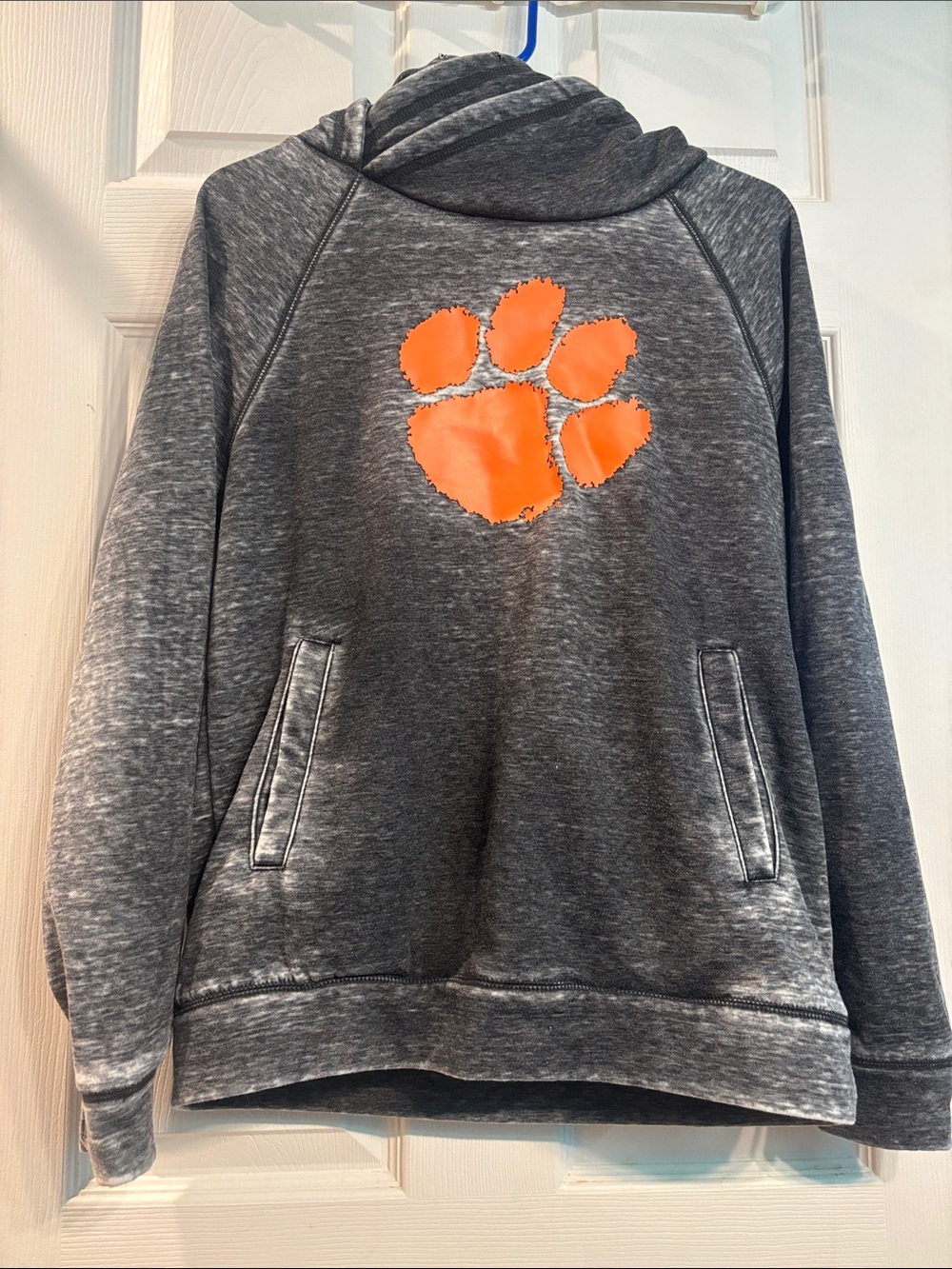 Touch by Alyssa Milano Gray Cowl-Neck Pullover with Orange Paw